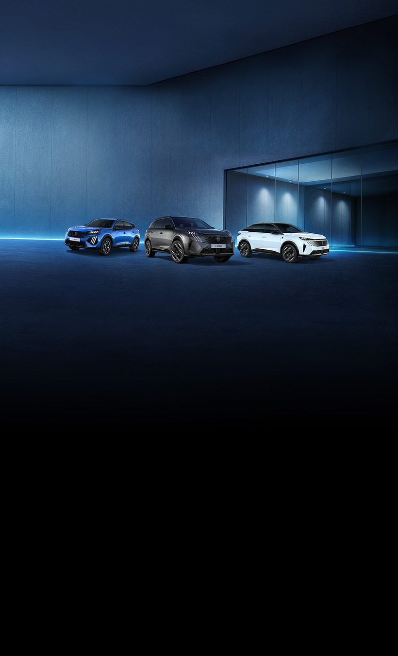 Peugeot E-2008, E-5008 et E-3008 électriques avec message Tous Branchés Peugeot Gros Rouleurs et garantie Peugeot Care jusqu’à 8 ans