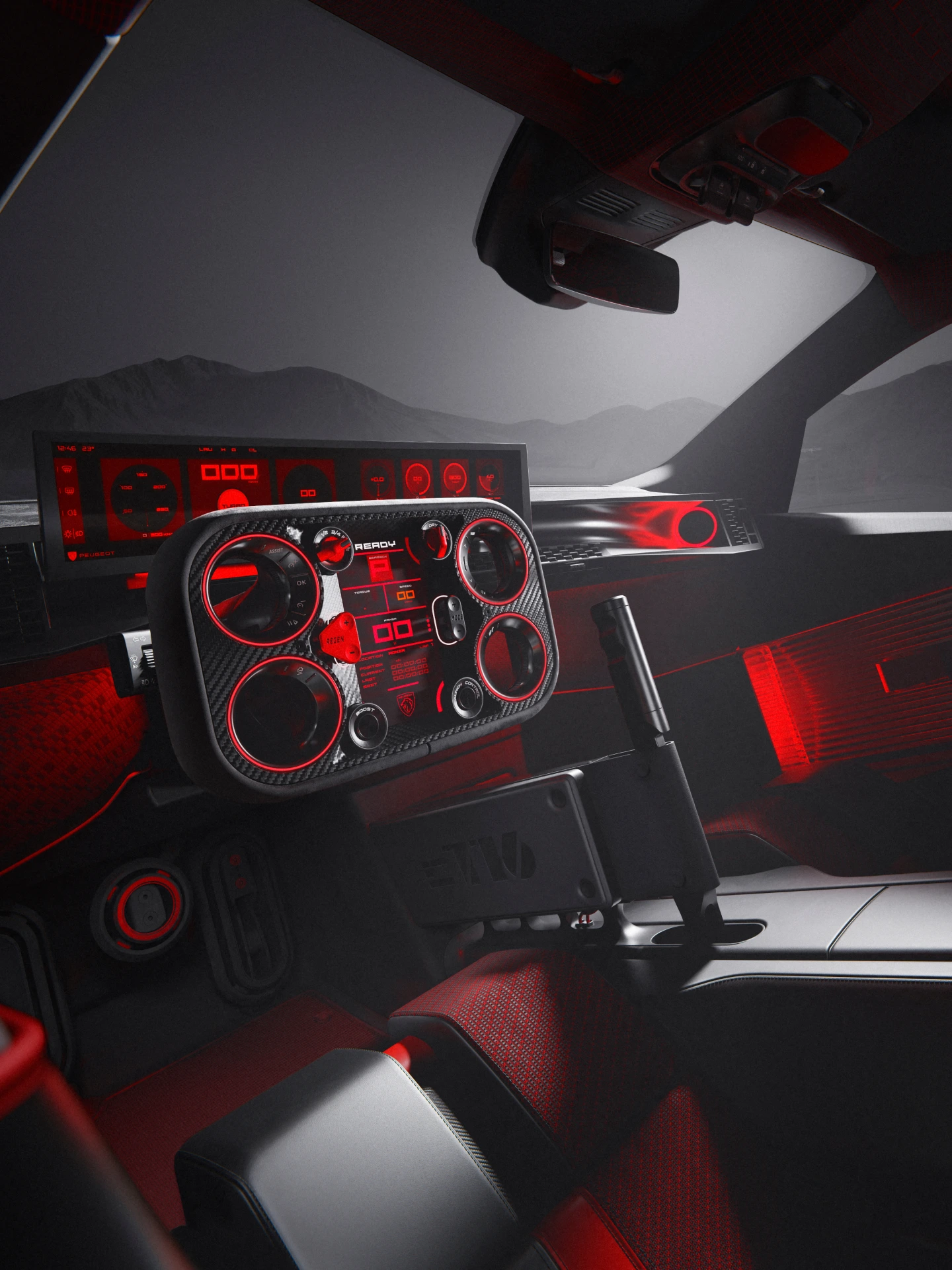 PEUGEOT E-T16 Concept avec PEUGEOT i-Cockpit® digital nouvelle génération et son Hypersquare® pensé pour la performance.