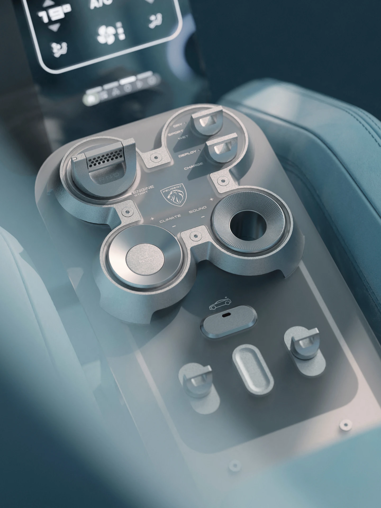 La console flottante en verre dépoli du PEUGEOT RCZ Vision