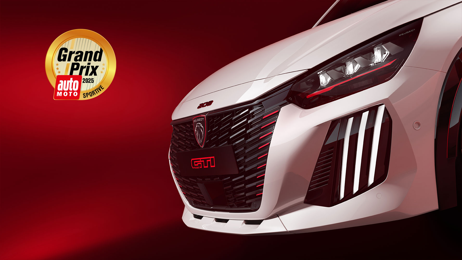 Nouvelle PEUGEOT E-208 GTi Blanche vue arrière