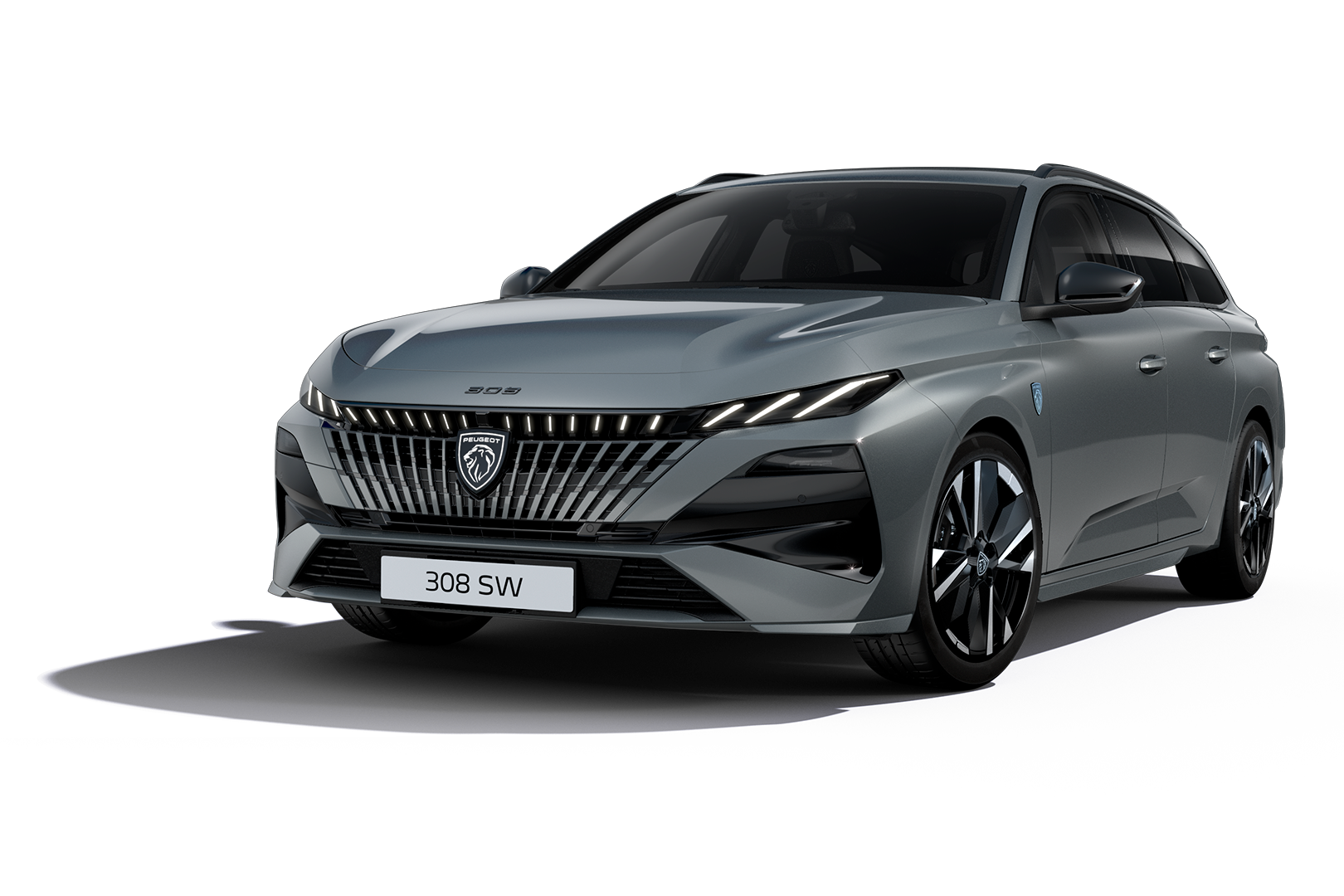 Peugeot 308 SW GT Exclusive gris clair vue de face en trois quarts