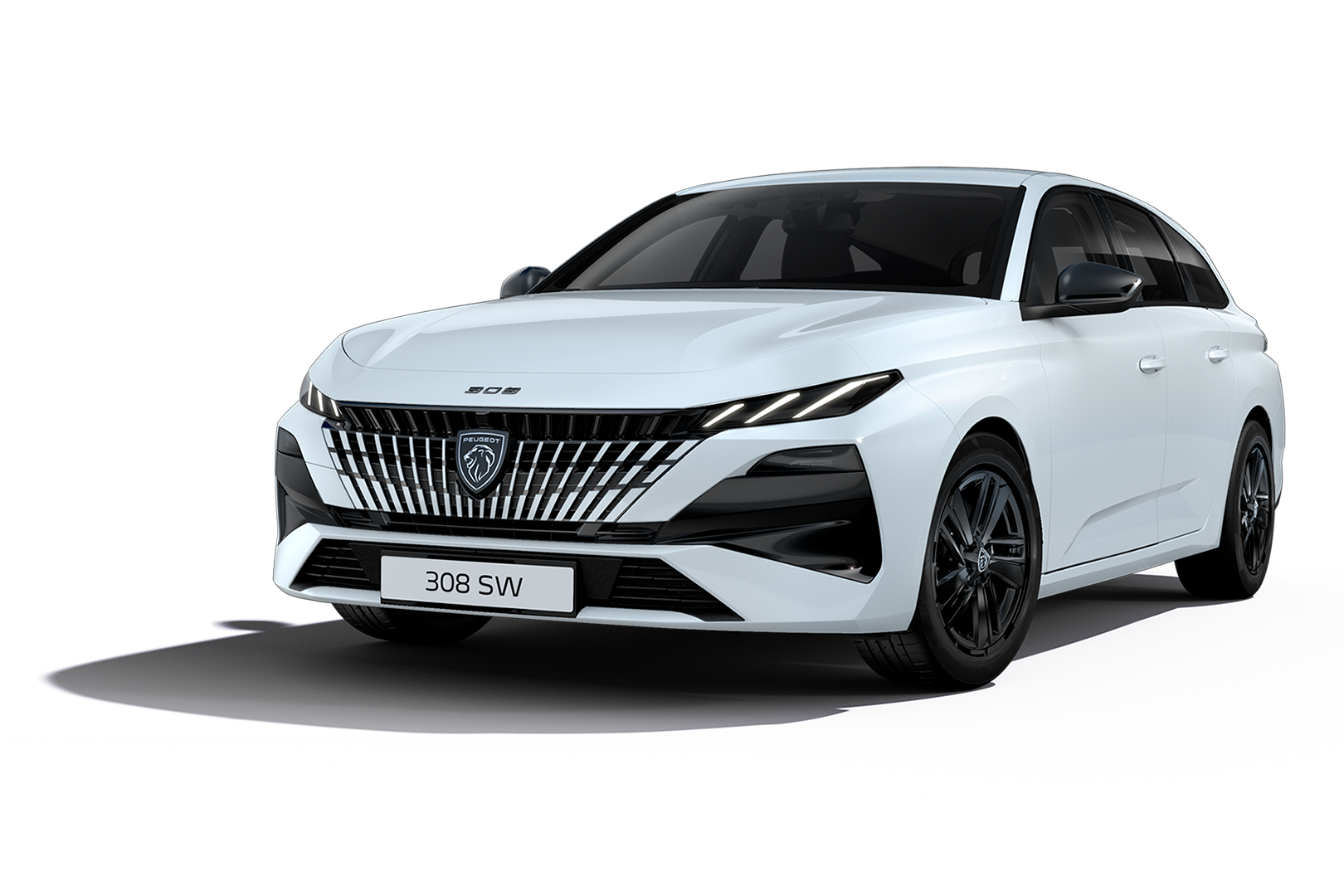 Peugeot 308 SW Style blanche vue de face en trois quarts